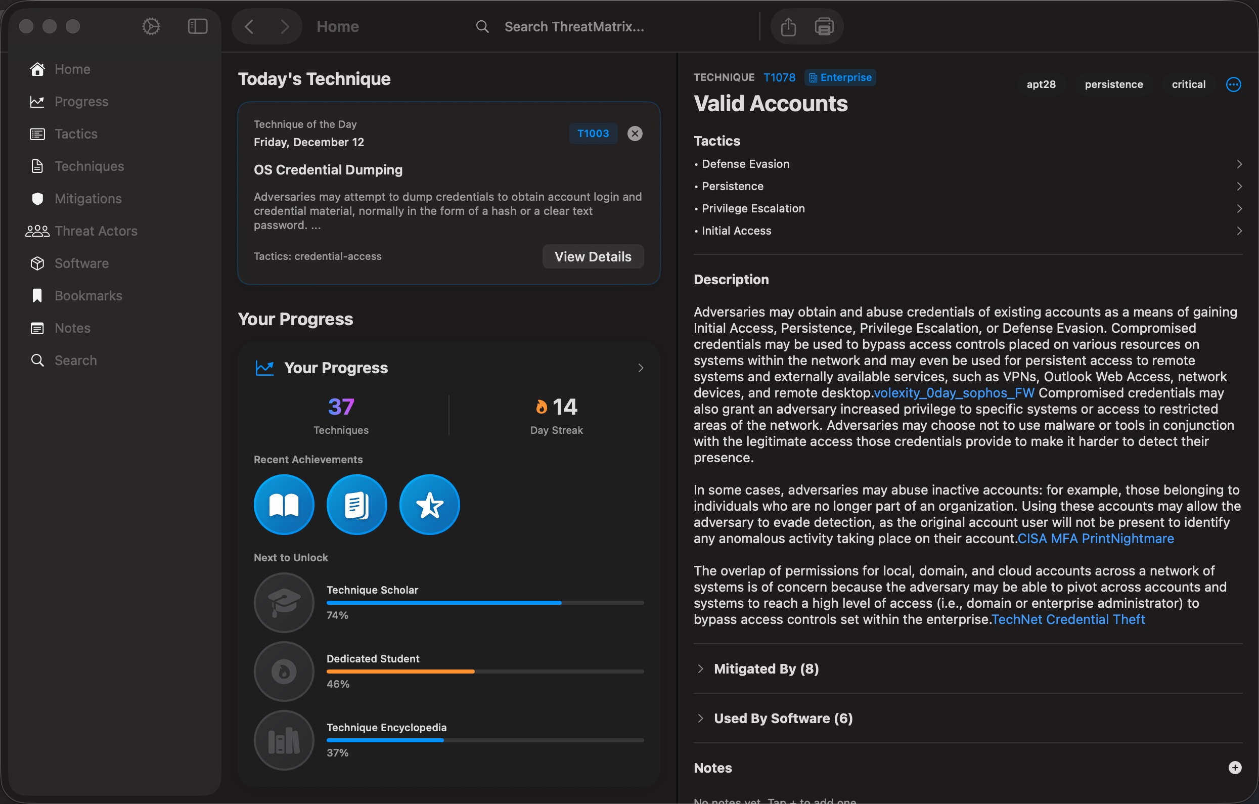 ThreatMatrix - MITRE ATT&CK Navigator for macOS and iOS